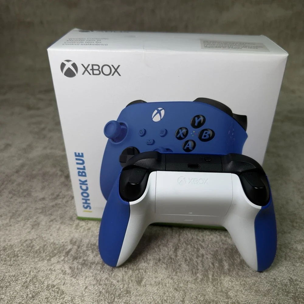 Xbox Wireless Controller - Shock Blue Controller, Blue/White, In Box